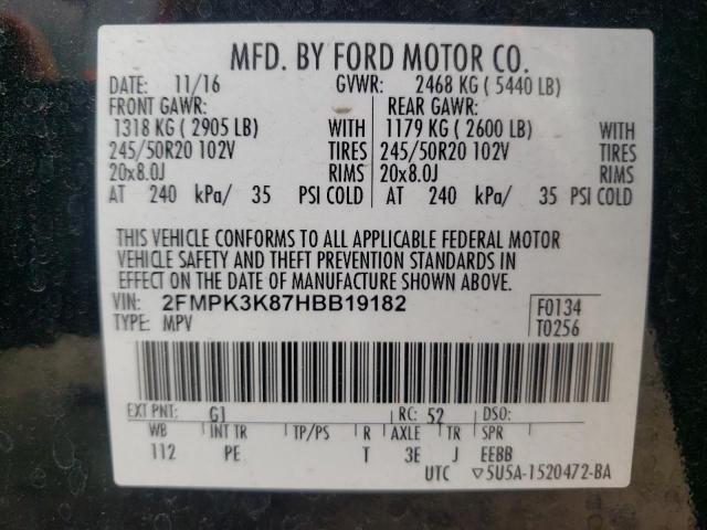 Photo 10 from auction – 2017 FORD EDGE TITAN with VIN 2FMPK3K87HBB19182