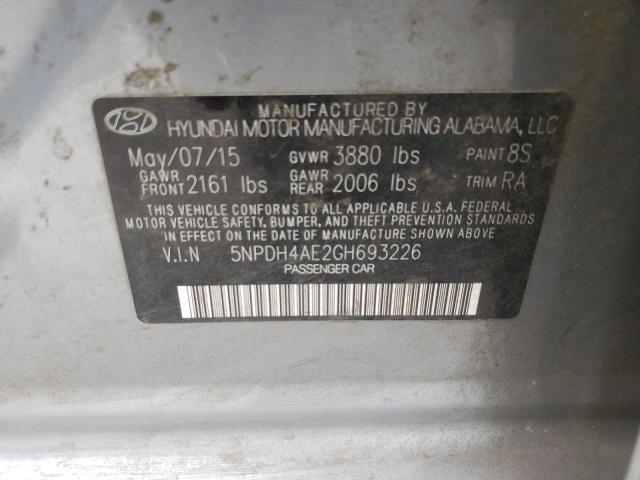Photo 10 from auction – 2016 HYUNDAI ELANTRA SE with VIN 5NPDH4AE2GH693226