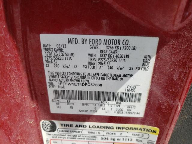 Photo 10 from auction – 2013 FORD F150 SUPER with VIN 1FTFW1ET4DFC57568