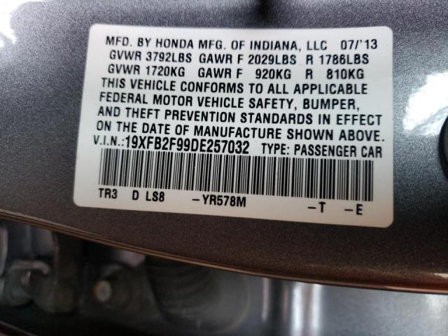 Photo 10 from auction – 2013 HONDA CIVIC EXL with VIN 19XFB2F99DE257032