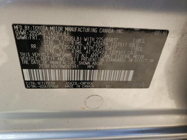 Photo 10 from auction – 2011 TOYOTA RAV4 with VIN 2T3BF4DV7BW082991