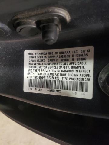 Photo 10 from auction – 2013 HONDA CIVIC EXL with VIN 19XFB2F91DE258126