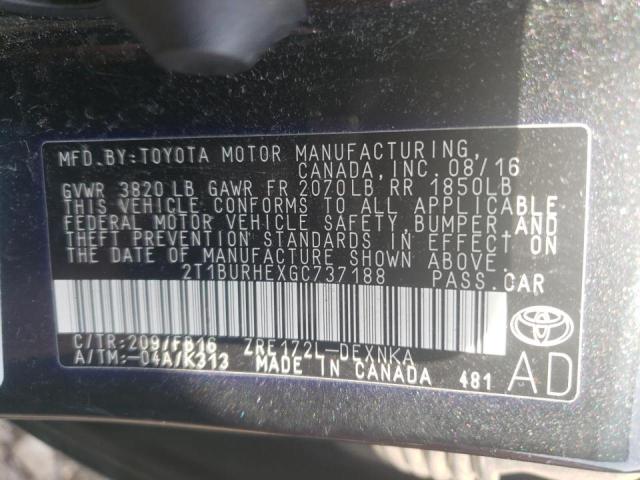 Photo 10 from auction – 2016 TOYOTA COROLLA L with VIN 2T1BURHEXGC737188