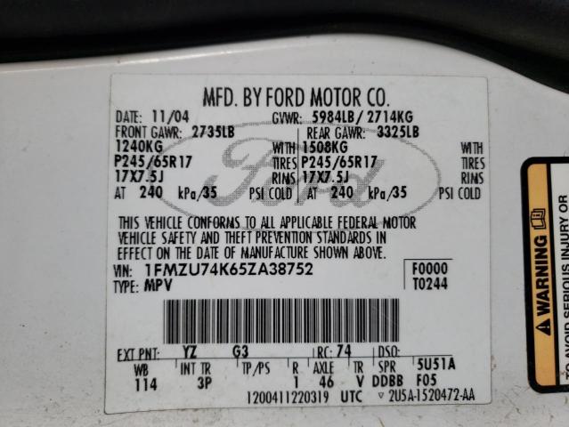 Photo 10 from auction – 2005 FORD EXPLORER E with VIN 1FMZU74K65ZA38752