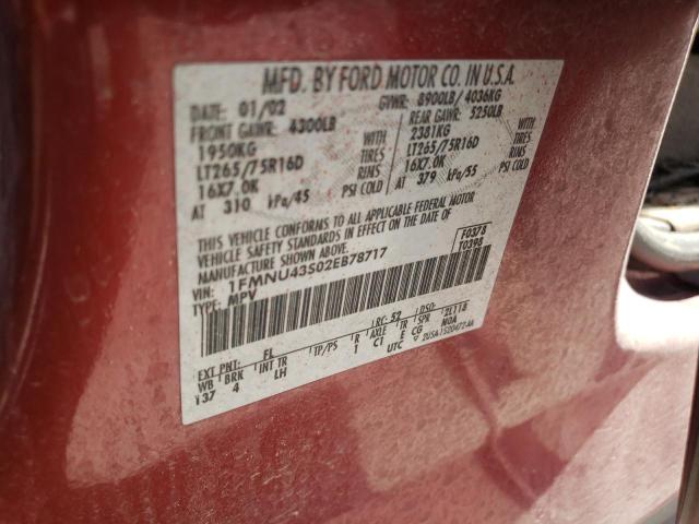 Photo 10 from auction – 2002 FORD EXCURSION with VIN 1FMNU43S02EB78717