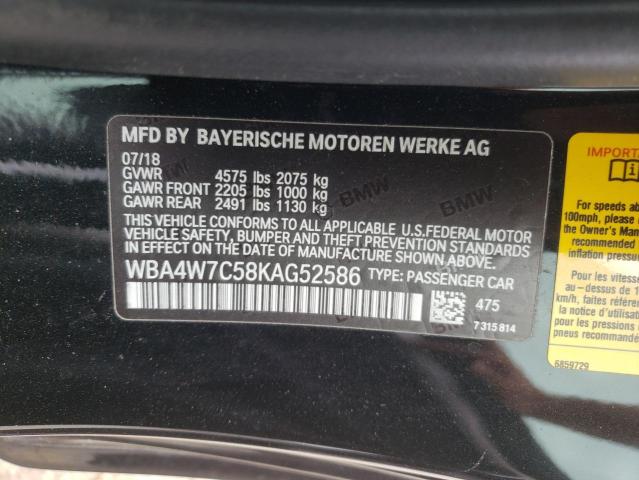 Photo 10 from auction – 2019 BMW 440I with VIN WBA4W7C58KAG52586