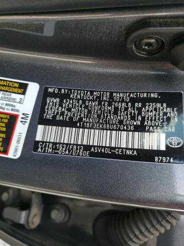 Photo 10 from auction – 2011 TOYOTA CAMRY BASE with VIN 4T1BF3EK6BU670436