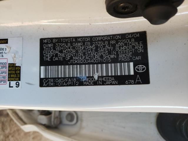 Photo 10 from auction – 2004 TOYOTA PRIUS with VIN JTDKB20U440071015