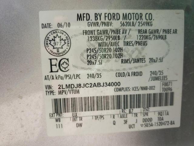 Photo 10 from auction – 2010 LINCOLN MKX with VIN 2LMDJ8JC2ABJ34000