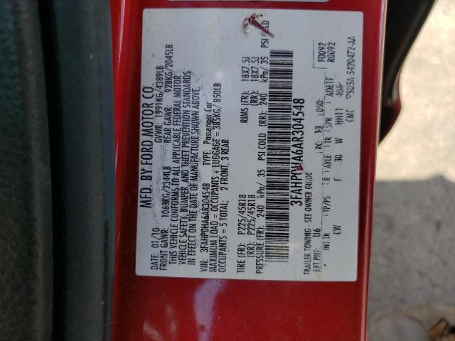 Photo 10 from auction – 2010 FORD FUSION SE with VIN 3FAHP0HA6AR304548