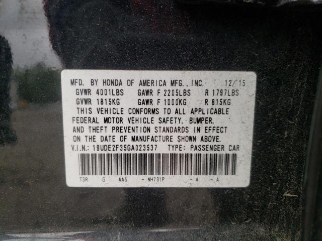 Photo 10 from auction – 2016 ACURA ILX BASE W with VIN 19UDE2F35GA023537