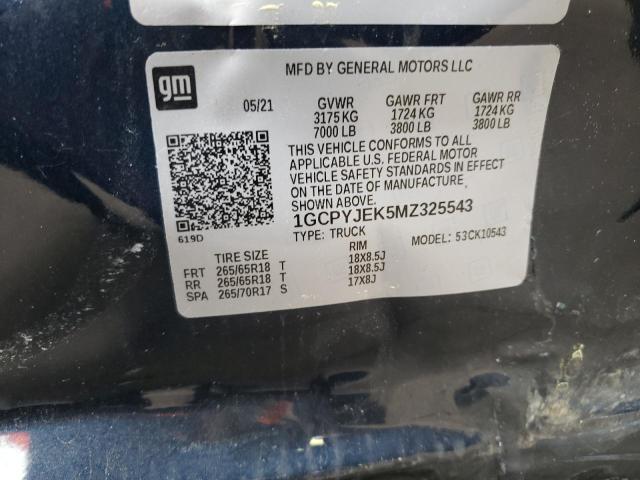 Photo 10 from auction – 2021 CHEVROLET SILVERADO with VIN 1GCPYJEK5MZ325543