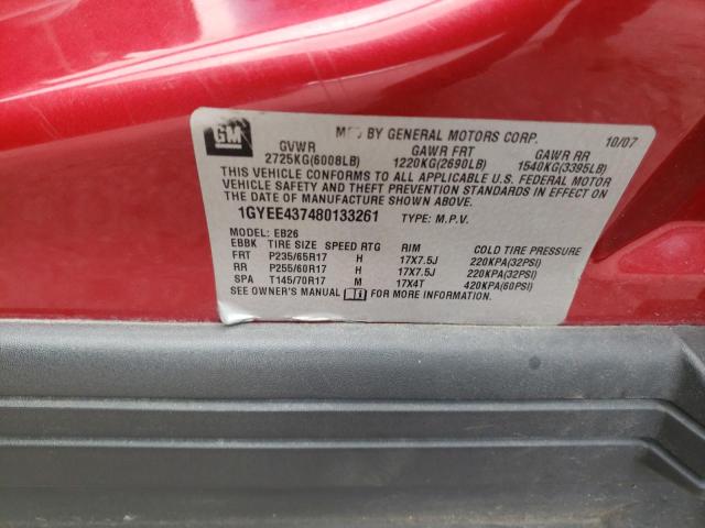 Photo 10 from auction – 2008 CADILLAC SRX with VIN 1GYEE437480133261