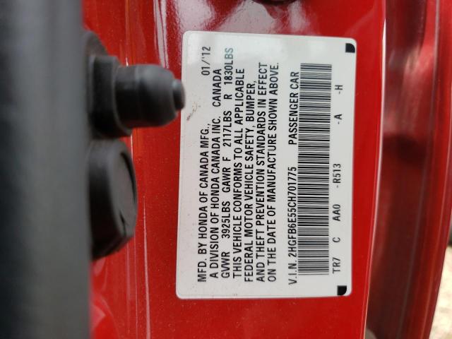 Photo 10 from auction – 2012 HONDA CIVIC SI with VIN 2HGFB6E55CH701775