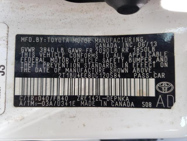 Photo 10 from auction – 2013 TOYOTA COROALLA with VIN 2T1BU4EE8DC120584