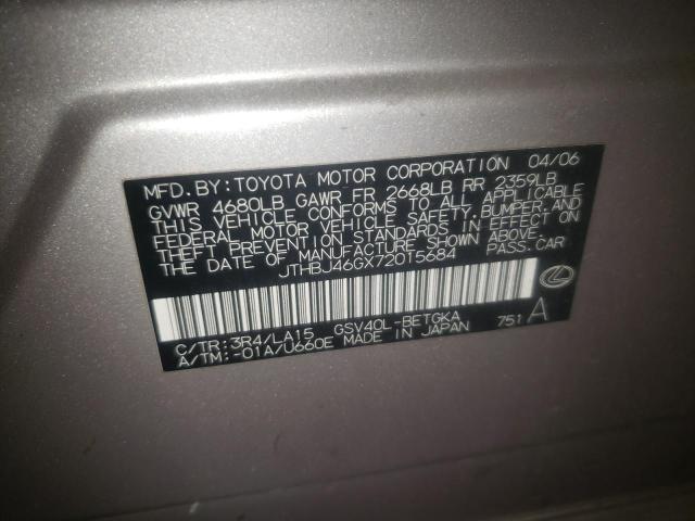 Photo 10 from auction – 2007 LEXUS ES350 with VIN JTHBJ46GX72015684