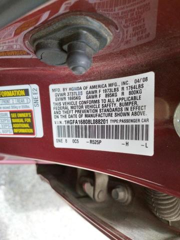 Photo 10 from auction – 2008 HONDA CIVIC EX with VIN 1HGFA16808L088201