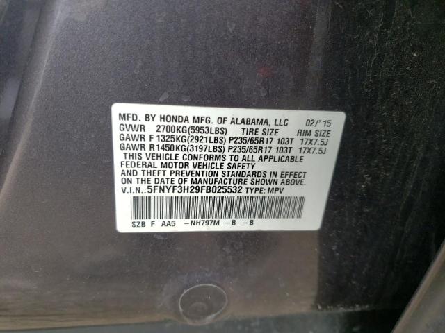 Photo 10 from auction – 2015 HONDA PILOT LX with VIN 5FNYF3H29FB025532