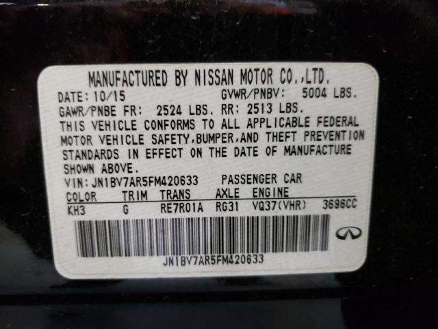 Photo 10 from auction – 2015 INFINITI Q50 BASE with VIN JN1BV7AR5FM420633