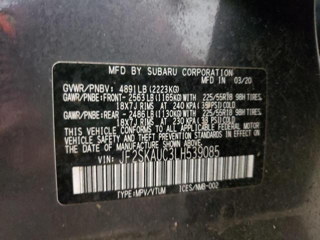 Photo 10 from auction – 2020 SUBARU FORESTER L with VIN JF2SKAUC3LH539085