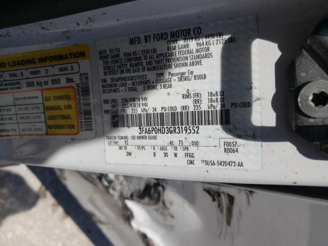 Photo 10 from auction – 2016 FORD FUSION SE with VIN 3FA6P0HD3GR319552
