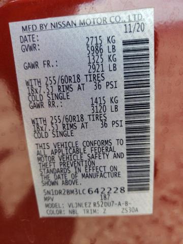 Photo 10 from auction – 2020 NISSAN PATHFINDER with VIN 5N1DR2BM3LC642228