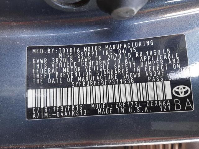 Photo 10 from auction – 2015 TOYOTA COROLLA L with VIN 5YFBURHE9FP311636