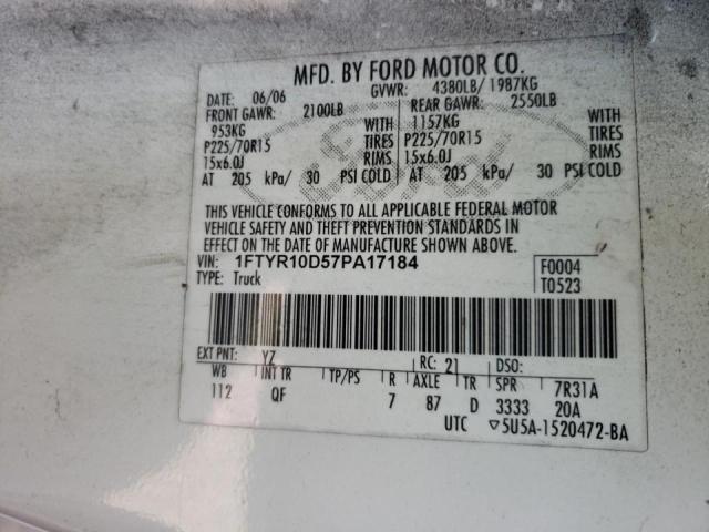 Photo 10 from auction – 2007 FORD RANGER with VIN 1FTYR10D57PA17184