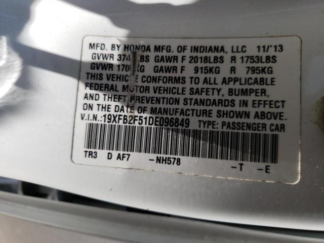 Photo 10 from auction – 2013 HONDA CIVIC LX with VIN 19XFB2F51DE096849
