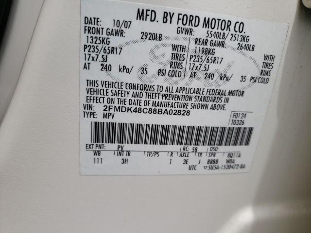 Photo 10 from auction – 2008 FORD EDGE SEL with VIN 2FMDK48C88BA02828