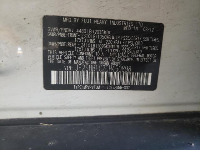 Photo 10 from auction – 2012 SUBARU FORESTER L with VIN JF2SHBFC2CH450898
