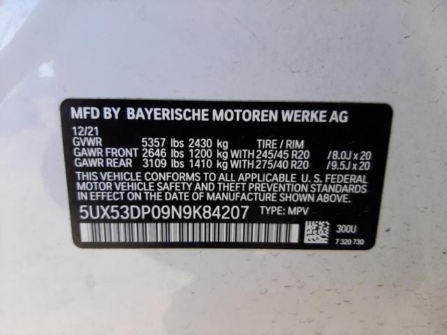 Photo 10 from auction – 2022 BMW X3 XDRIVE3 with VIN 5UX53DP09N9K84207