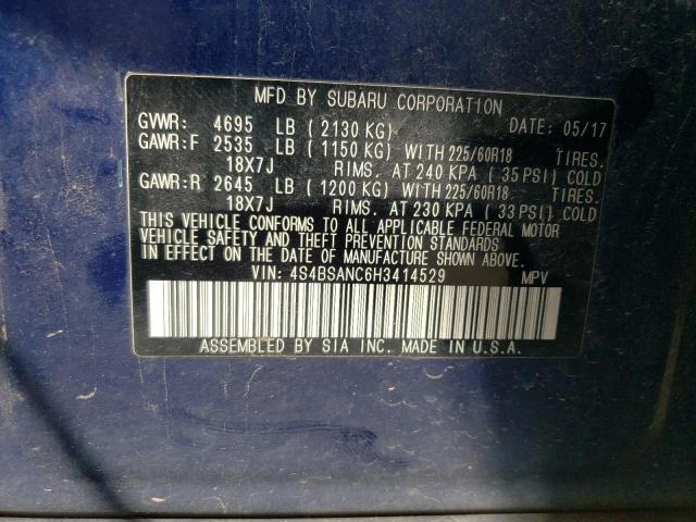 Photo 10 from auction – 2017 SUBARU OUTBACK 2. with VIN 4S4BSANC6H3414529