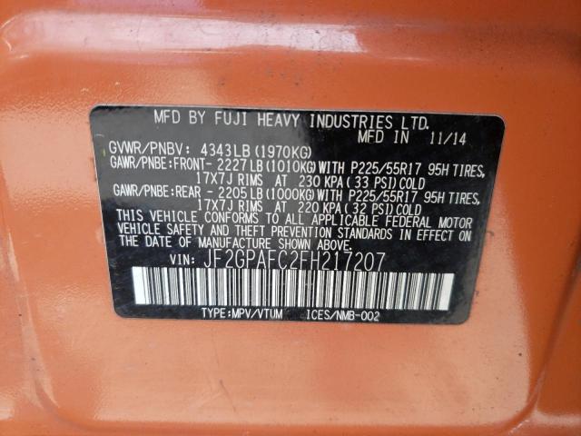 Photo 10 from auction – 2015 SUBARU XV CROSSTR with VIN JF2GPAFC2FH217207