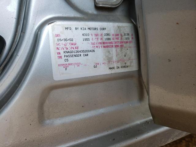 Photo 10 from auction – 2003 KIA OPTIMA with VIN KNAGD126435200426