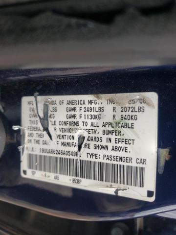 Photo 10 from auction – 2006 ACURA 3.2TL with VIN 19UUA66246A054982