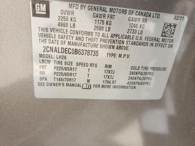 Photo 10 from auction – 2011 CHEVROLET EQUINOX LT with VIN 2CNALDEC0B6378735