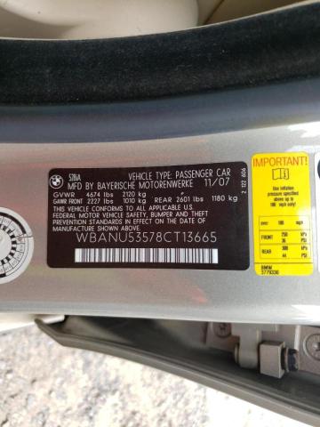 Photo 10 from auction – 2008 BMW 528 I with VIN WBANU53578CT13665