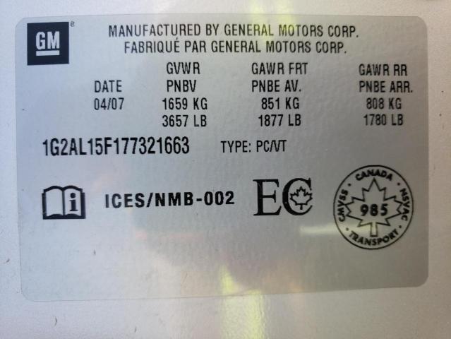 Photo 10 from auction – 2007 PONTIAC G5 with VIN 1G2AL15F177321663