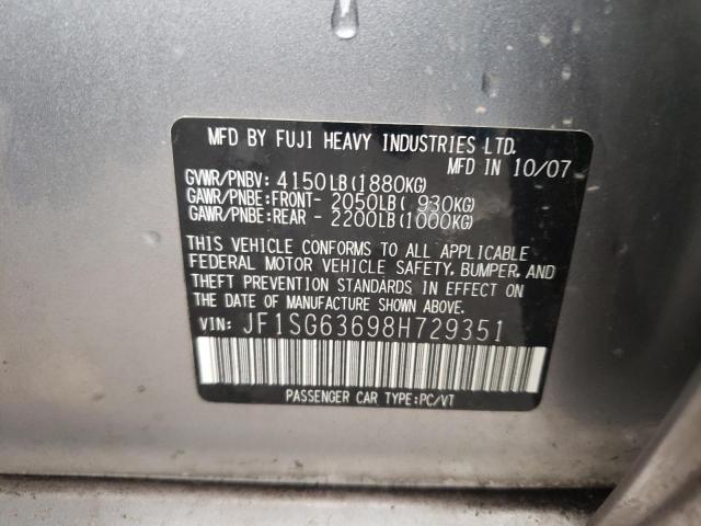 Photo 10 from auction – 2008 SUBARU FORESTER with VIN JF1SG63698H729351