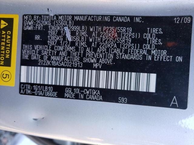 Photo 10 from auction – 2010 LEXUS RX 350 with VIN 2T2ZK1BA5AC021913