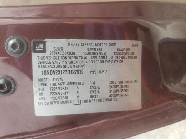 Photo 10 from auction – 2007 CHEVROLET UPLANDER L with VIN 1GNDV23127D127619