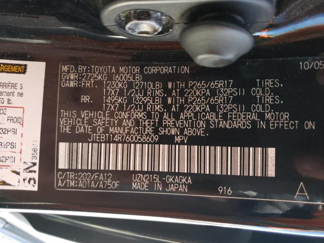 Photo 10 from auction – 2006 TOYOTA 4RUNNER SR with VIN JTEBT14R760058609
