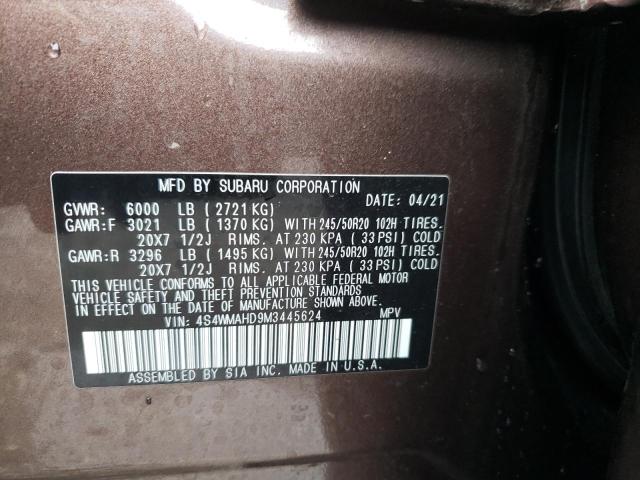 Photo 10 from auction – 2021 SUBARU ASCENT PRE with VIN 4S4WMAHD9M3445624