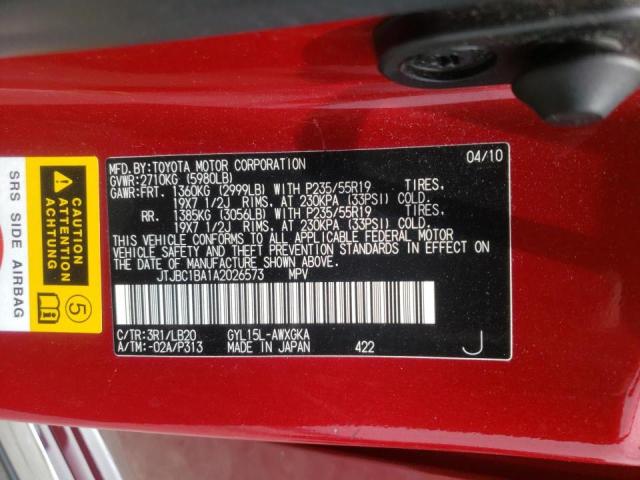 Photo 10 from auction – 2010 LEXUS RX 450 with VIN JTJBC1BA1A2026573