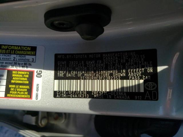 Photo 10 from auction – 2015 TOYOTA COROLLA L with VIN 2T1BURHE9FC382352