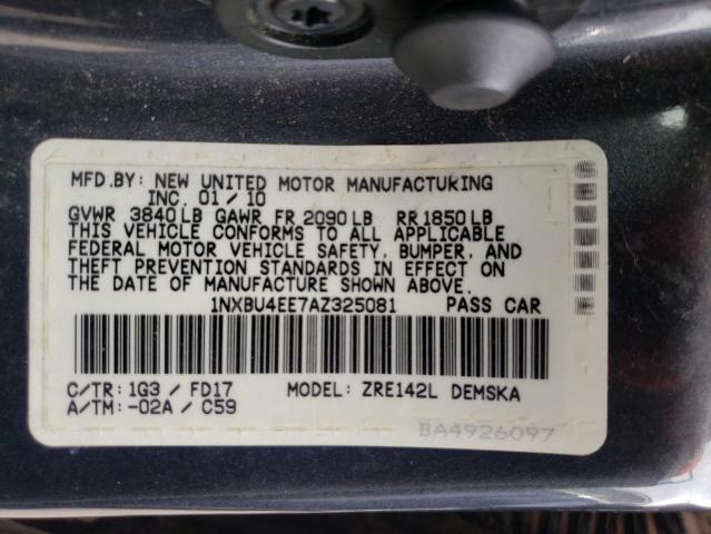 Photo 10 from auction – 2010 TOYOTA COROLLA BA with VIN 1NXBU4EE7AZ325081