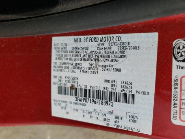 Photo 10 from auction – 2006 FORD FUSION with VIN 3FAFP07196R188973