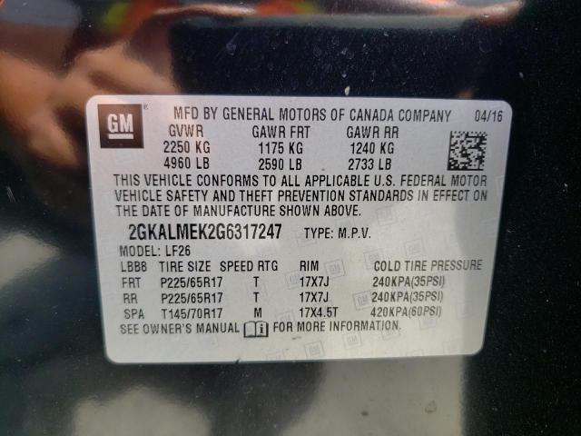 Photo 10 from auction – 2016 GMC TERRAIN SL with VIN 2GKALMEK2G6317247