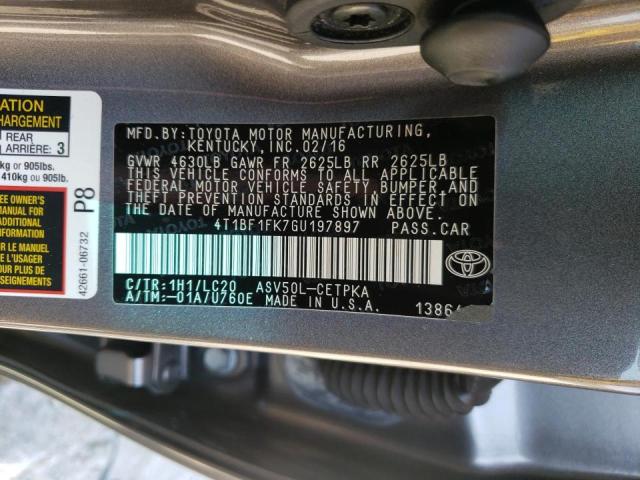 Photo 10 from auction – 2016 TOYOTA CAMRY LE with VIN 4T1BF1FK7GU197897